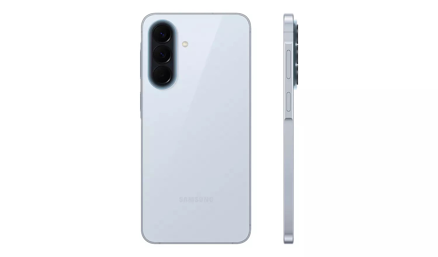 Galaxy A57 5G 256GB phone in Icyblue, back view with side edge buttons