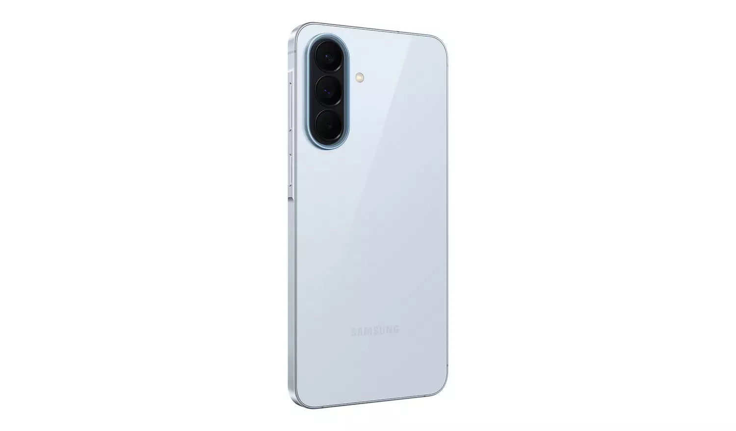 Galaxy A57 5G 256GB phone in Icyblue, rear view angled showing camera lenses