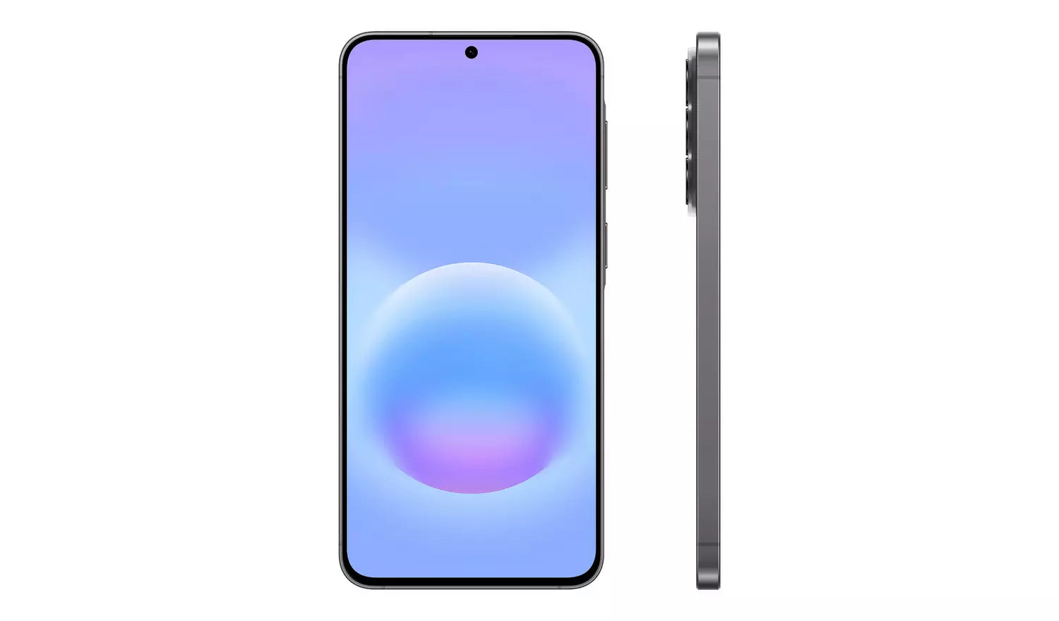 Galaxy A57 5G side profile and front, Icyblue gradient display