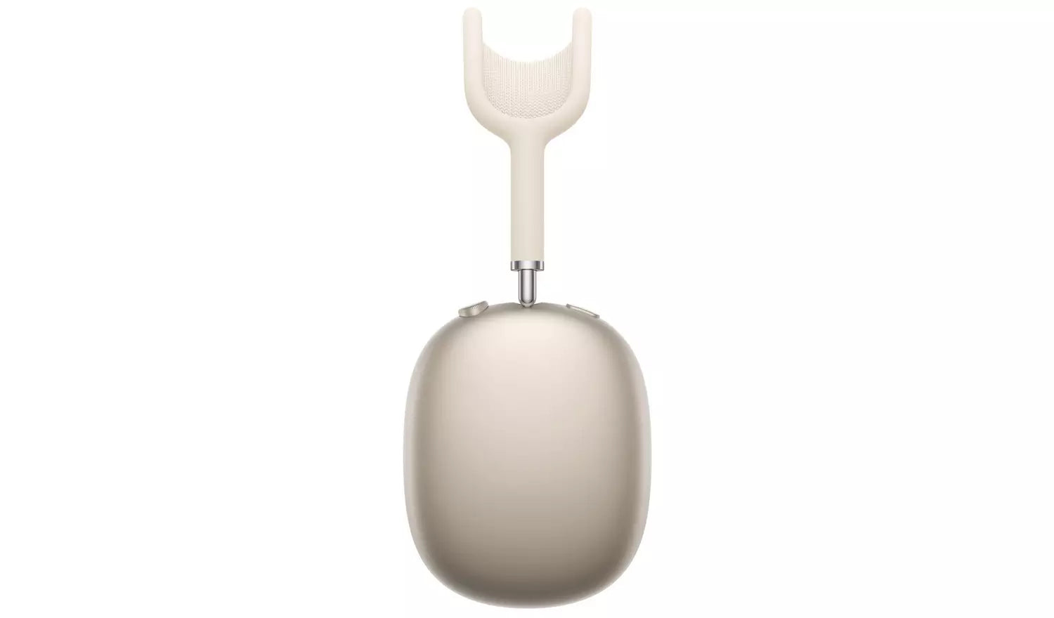 Wireless over-ear headphones with pale beige ear cups and headband.