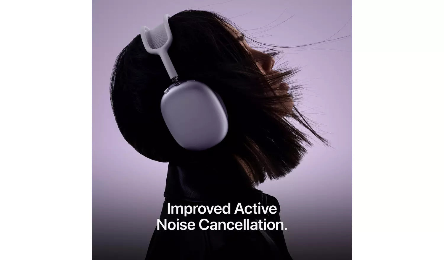 AirPods Max 2 Midnight over-ear headphones on head, textured ear cushions