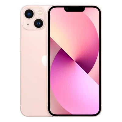 Unlocked iPhone 13 smartphone, pink front and matching back with dual cameras