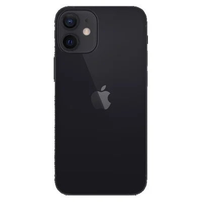 Black smartphone back with dual rear cameras and Apple logo.