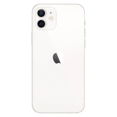 White smartphone back with dual rear cameras and Apple logo.