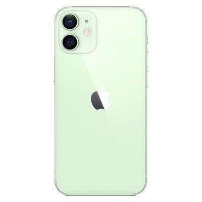 Unlocked iPhone 12 smartphone, light green back, dual rear cameras