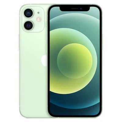 Unlocked iPhone 12 smartphone, white back and green front, dual rear cameras