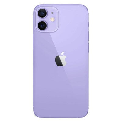 Unlocked iPhone 12 smartphone, purple back, dual rear cameras
