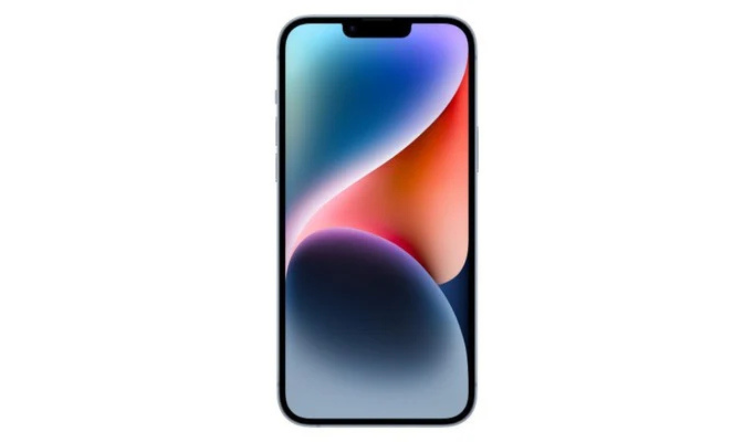 Unlocked smartphone front with black bezel and colorful wallpaper display