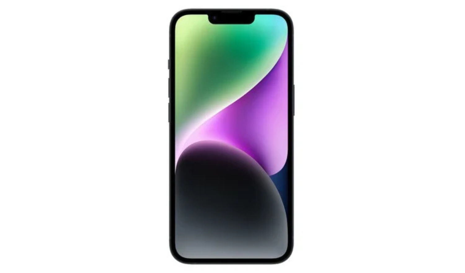 Unlocked smartphone front with black bezel and colorful wallpaper display