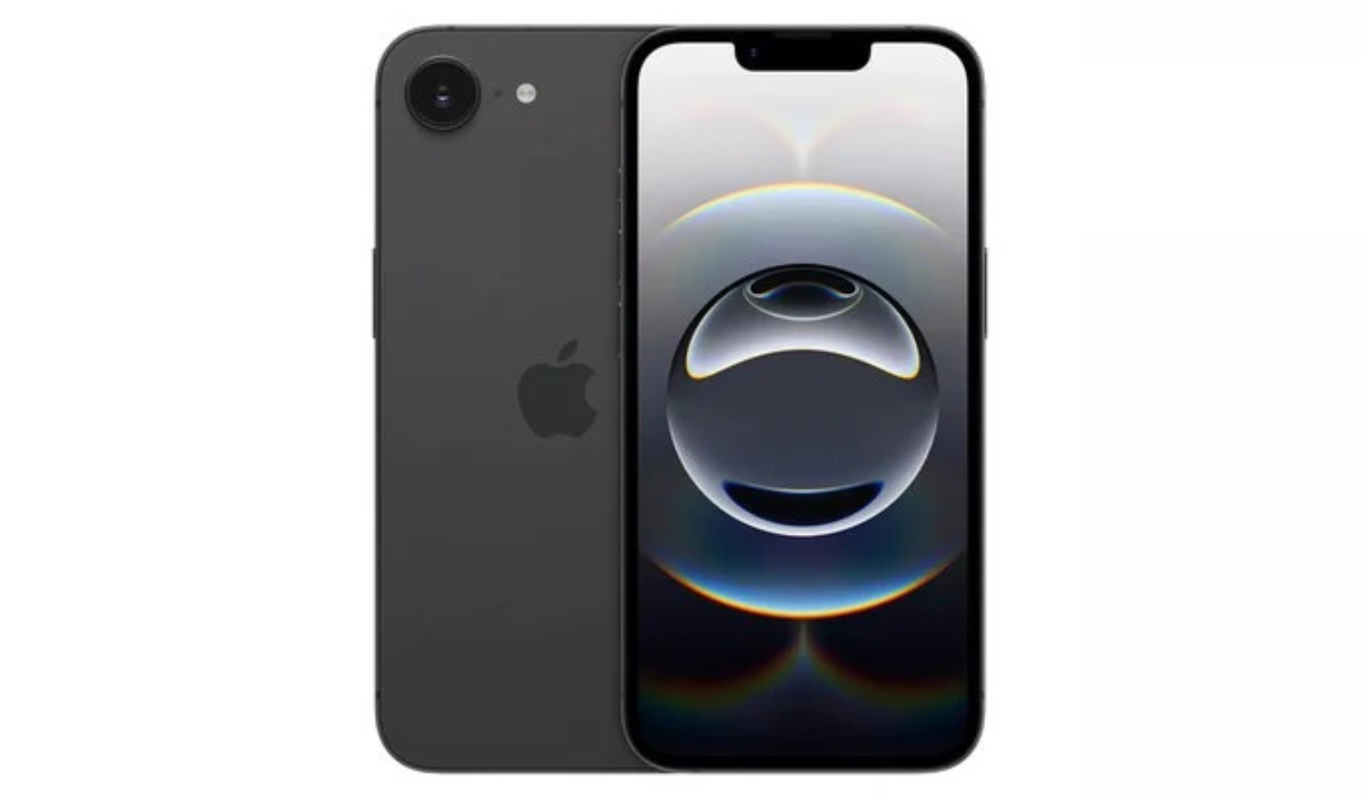 iPhone 16e 5G 128GB Black front view, Good condition