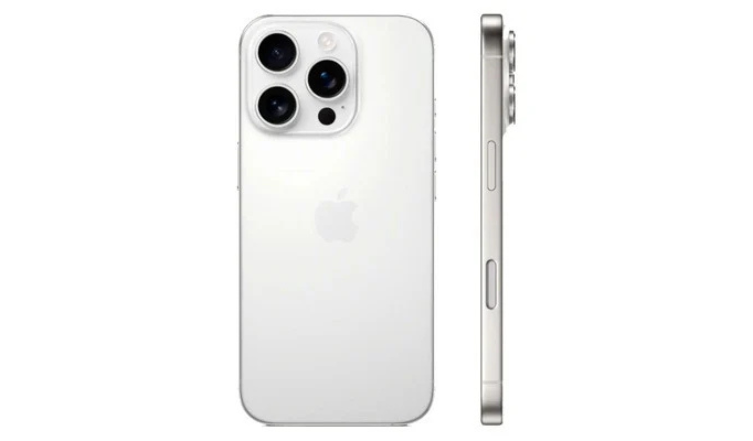 White smartphone back and side view with triple camera lenses
