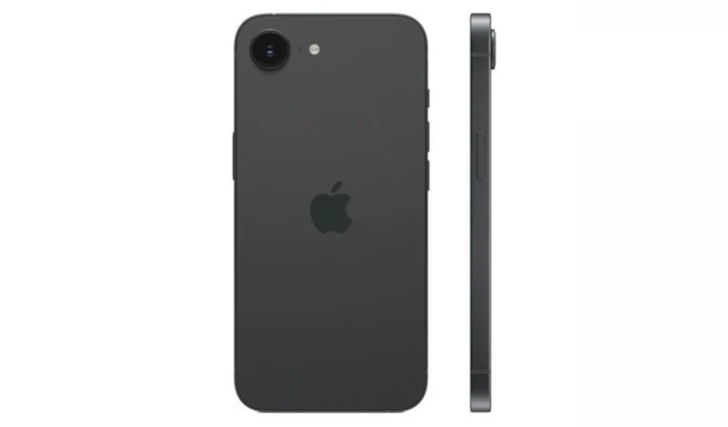 iPhone 16e 5G 128GB Black back and side view, Good condition