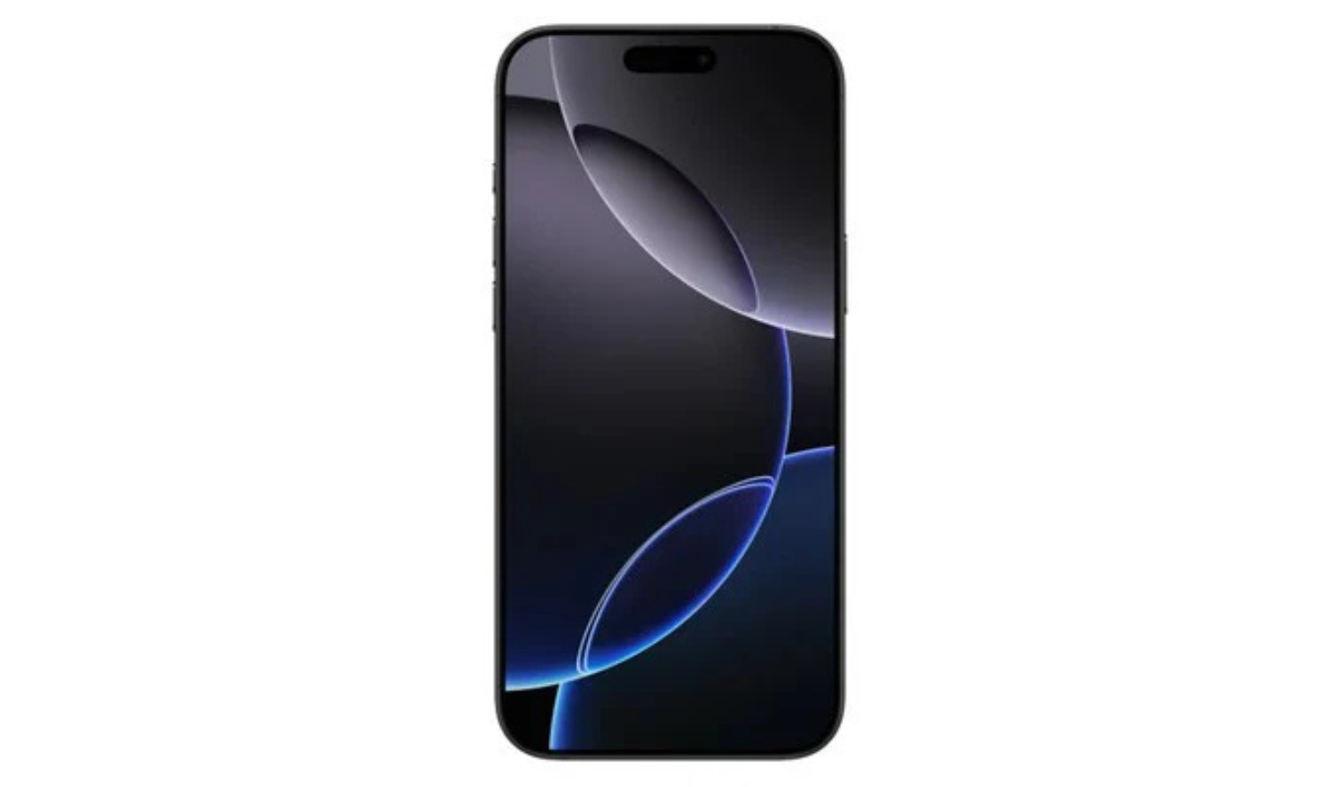 iPhone 16 Pro black titanium front view with display and top speaker cutout