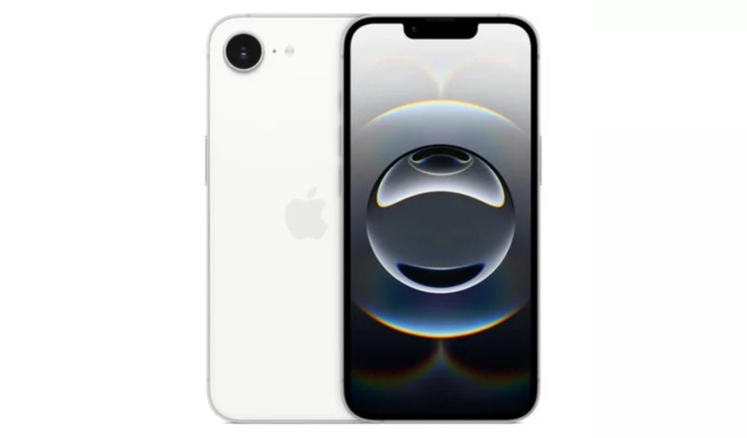 iPhone 16e 5G 128GB White front and back view, Good condition