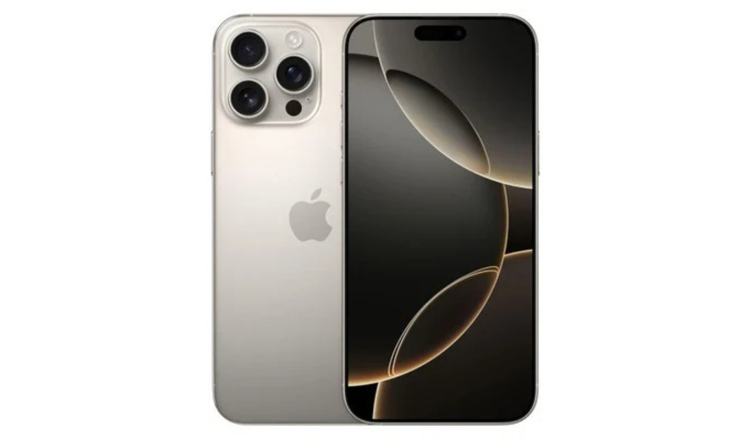 iPhone 16 Pro silver/white smartphone, front and back view with triple rear cameras
