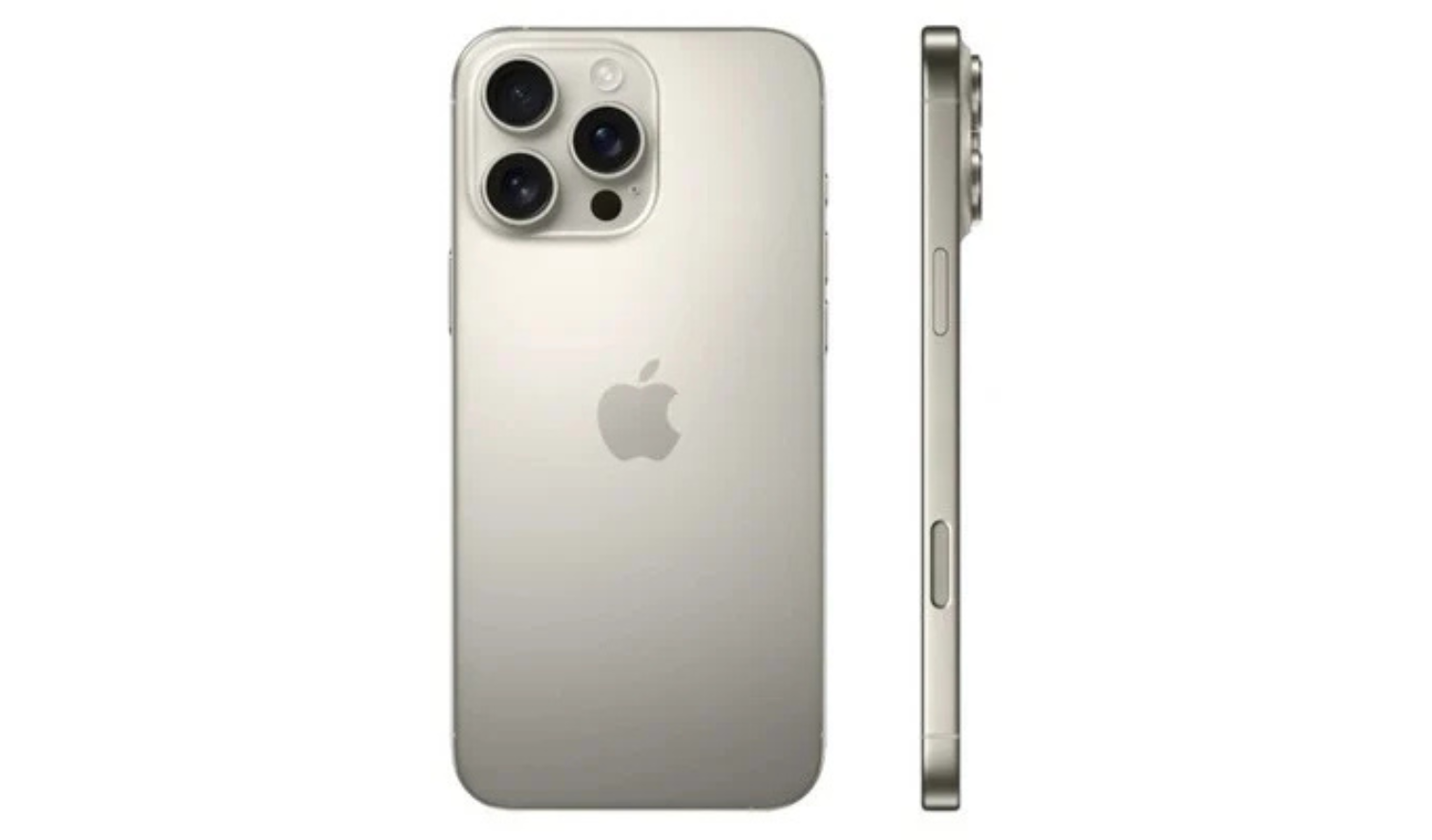 iPhone 16 Pro silver/white rear and side profile, slim edge buttons visible