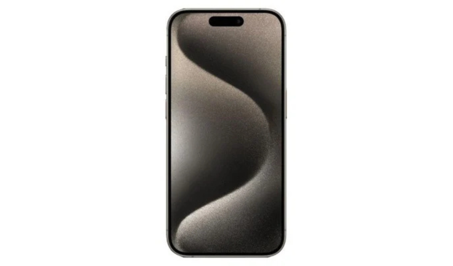 Natural Titanium iPhone 15 Pro unlocked smartphone, front view with Dynamic Island